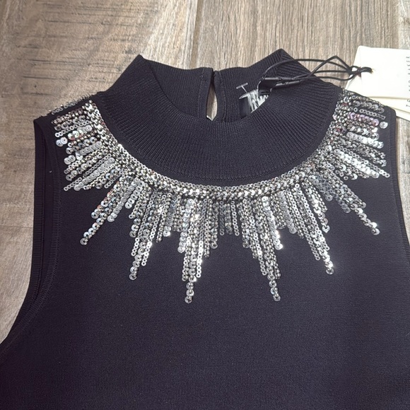 NWT TED BAKER London Embellished Sleeveless Knit Top Black Size 1 Stunning! - Picture 7 of 15